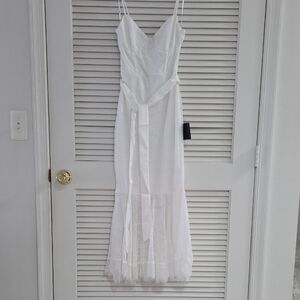 Lulu's Elegant White Mermad Maxi Dress